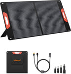 100W Portable Solar Panel for Power Station, Foldable Solar Charger with High 24% Efficiency, ETFE Coating, QC3.0 USB/Type-C & 100 watt 20V DC Output. Includes Adapters for Camping, RV, Emergency