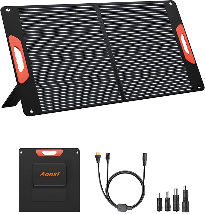 120W Portable Solar Panels for Power Station, 120 Watt ETFE Monocrystalline Foldable 20V DC Output Solar Panel Charger, 24% High Efficiency, QC3.0 USB-A & Type-C Output for Outdoor Camping RV Blackout