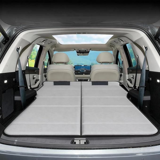 Car Air Mattress Upgrade from Non-Inflatable Foldable Mattress, 75.6"x51.2" Car Bed with Storage Bag, Portable Thickened Sleeping Mattress for Camping, Travel, Beach, Fits Most SUVs (Gray)