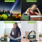 Raynic Emergency Radio, 12000mAh/44400mWh Battery Operated Weather Radio, Solar Hand Crank Radio with AM/FM/SW/NOAA Alert, Cell Phone Charger, Type-C Charging, Flashlight and SOS Siren