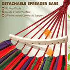 Chihee Cotton Hammock Large Soft Breathable Camping Hammock Holds Up to 660lbs Portable Tree Hammock with Detachable Spreader Bar Pillow 2 Strong Webbings 2 Carabiners Patio Garden Indoor Outdoor