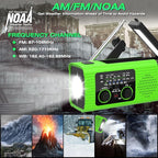 Radios for Emergency, Multifunction Solar Charger Hand Crank NOAA Weather AM/FM Radio 4000mAh with USB Charged, Reading Lamp, Flashlight, SOS Alarm, Headphone Jack for Camping Emergencies