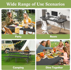 6ft Heavy-Duty Portable Outdoor Folding Table for 6 - Sturdy HDPE Top, 350lbs Capacity, Lockable Design, No Assembly - Camping Parties Picnics (Black)