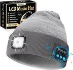Bluetooth Beanie Hat, USB Rechargeable 4 LED Wireless Music Running Headlamp Cap, Gifts for Christmas, Stocking Stuffer & White Elephant Gifts for Men, Women, Him, Her, Teen Boys, Dad