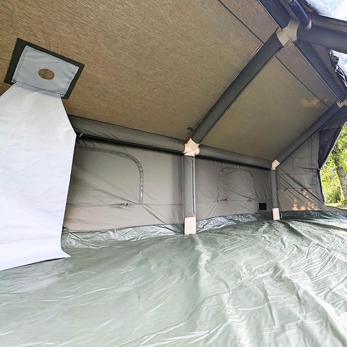 Inflatable Canvas Camping Tents with Stove Jack – Air Beam Blow Up Family Camping Tent for 2–6 People, Fast Setup Shelter with Hand Pump