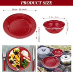 Nuogo 12 Pcs Enamel Camping Tableware Set Dinnerware Kit Includes 12 oz Coffee Mugs Camping Plates Bowls and Utensils Set with Knife Fork Spoon for 2 People Hiking Picnic Outdoor