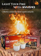 Fire Starter, Easy-Burning Fire Starter Squares for Wood Stoves, Campfires, Grill Pit and Fireplace, Natural & Waterproof BBQ Fire Starters, 64 Mini Square