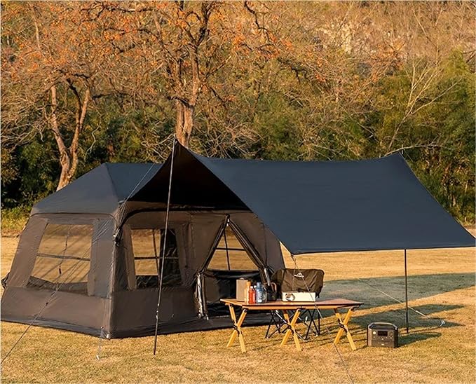 4-5 Person Outdoor Camping Awning Tent - Quick Open Waterproof Anti-UV Beach Fishing Picnic Park Family Shade Tent