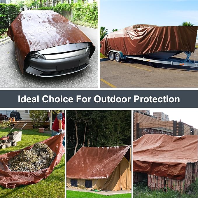 Tarp 20x20FT, 14 Mil Large Tarp, Waterproof Tarps Heavy Duty with Grommets Every 23.6", Thick Plastic Tarp, UV Resistant Tear&Fade Resistant, Reinforced Edges for Outdoor Pool Camp Tent
