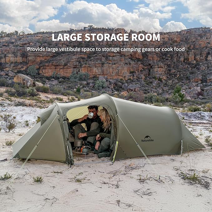 Naturehike Opalus 4 Season Camping Tent, Waterproof 2-3 Person Backpacking Tent, Double Layer Tunnel Winter Tents for Camping