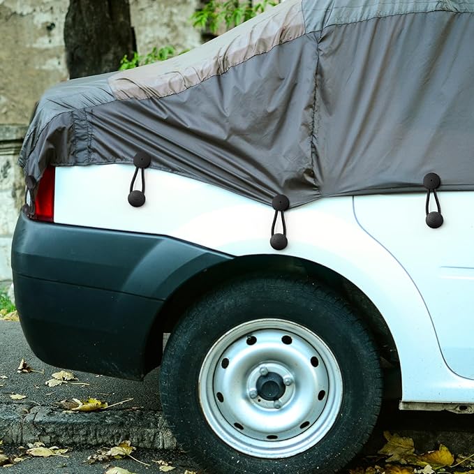5 PCS Bungee Shock Cord Clip with Knobs, Pull Tie Down Tarp Canvas Knobs for Camping Tents Cargo Pool Awning Car Cover Holding Wire Hoses(Black)
