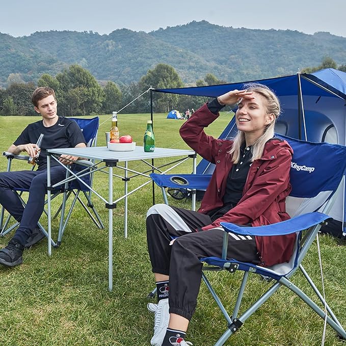KingCamp Oversized XL Camping Chair, Heavy Duty 500lbs Folding Couch for Adults, Padded Large Comfortable Sofa Seat with Cooler Bag Cup Holder for Outdoor Sports Fishing Patio Lawn