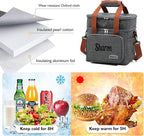 ‌Personalized Insulated Lunch Box for Men & Women - Reusable Leakproof Cooler Bag with Custom Embroidery Name, Expandable Compartment, Adjustable Strap for Work, Picnic, Camping (Gray)