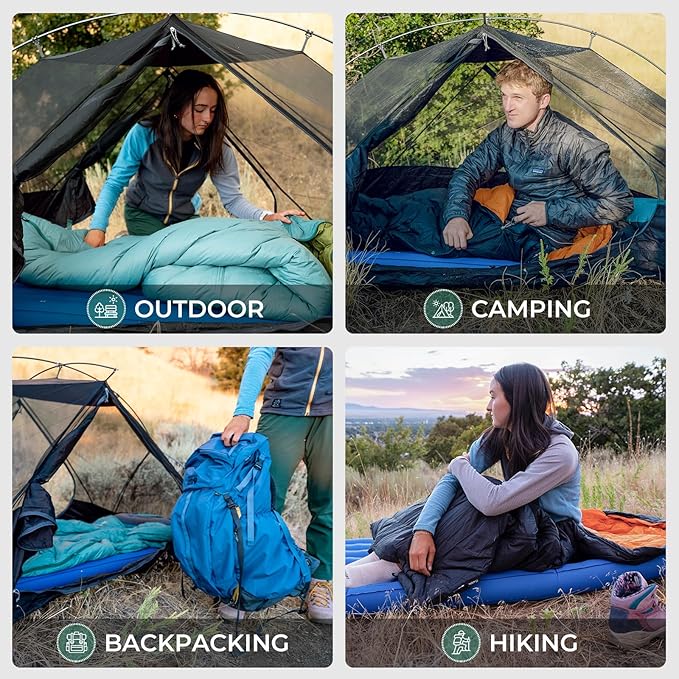 ATEPA Down Sleeping Bag for Adults, 650FP Recycled 30°F 35°F 40°F 45°F 3 Season Wearable Ultralight Packable Compact Sleeping Bags with Compression Sack for Backpacking Camping Hiking