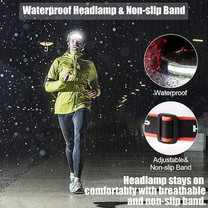 LED Rechargeable Headlamp, 1000lumens 230° Widebeam Headlight, USB Rechargeable Head Lamp with Red Taillight, Lightweight Waterproof Headlamps for Camping Running Hiking, Hard Hat Headlamp
