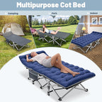 Slsy Oversized XXL Folding Camping Cot for Adults with Pad, Padded Portable Sleeping Cots, Camp Bed with Carry Bag for Outdoor Travel, Beach, Hiking