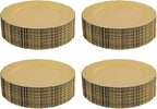 CNCEST 100 Pcs Antique Charger Plates Bulk 13 Inch Plastic Embossed Plate Chargers Round Floral Plates for Wedding Decorative Chargers for Table Dinner Kitchen Party Decoration(Gold,100PCS)