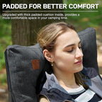 EVER ADVANCED Padded Oversized Folding Camping Chair for Adults, Heavy Duty Lawn Chair with Side Pockets, Portable Collapsible Quad Chair for Outside, Support Up to 500lbs, Black