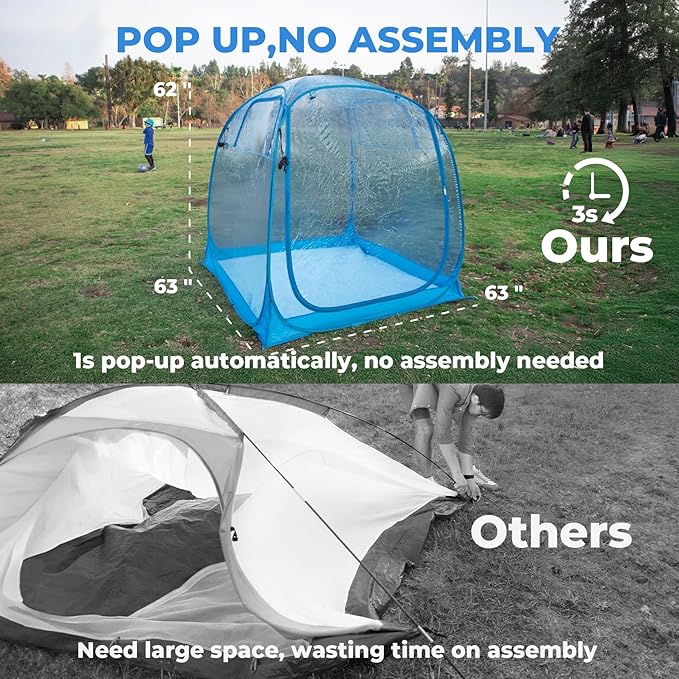 All Weather Proof Pod Sports Tent,Outdoor Weather Tent Sports Pod Pop Up Shelter with Sealed Floor,2-4 Person Clear Tent for Sport Event,Camping,Fishing 8 Sizes & Multicolor