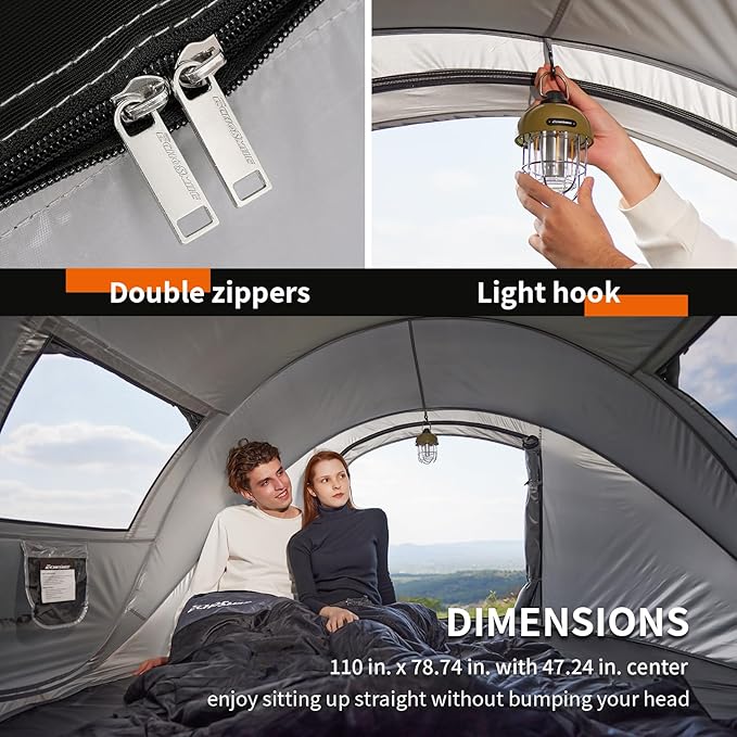 EchoSmile Instant Pop Up Camping Tent, 2/4/6 Person, Easy Setup Tent, Water Resistant Dome, Portable with Carry Bag