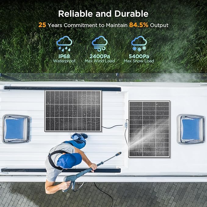 N-Type 16BB 400 Watt Solar Panel, 4×100W Solar Panels, 25% High Efficiency Monocrystalline PV Modules, Compact Space-Saving for 12V/24V/48V Systems, RV, Rooftop, Off-Grid & Home Backup