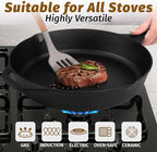 Zulay Kitchen Pre-Seasoned Cast Iron Skillet – 12.5 Inch Heavy Duty Frying Pan for Indoor & Outdoor Cooking – Oven, Stovetop, Induction, Grill & Campfire Safe