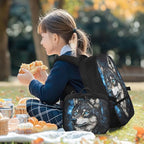 Wolf Bookbag for Men Galaxy Backpack with Lunch Box Large Capacity School Bag for College 17 Inches Book Bag with Adjustable Shoulder Strap for Travel