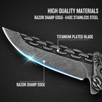 NedFoss Chain Pocket Knife Gifts for Men, Valentines Day Gifts for Him, 3.5 inch Flipper Opening Folding Knives, Cool Knife with 3D Pattern, Camping Hunting Knife Christmas Birthday Gifts For Men Husband Women (Black)