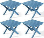 SERWALL Folding Outdoor Side Table Set of 4, Small Adirondack Side Table, Navy