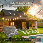 addlon 102(96+6) FT Solar String Lights Waterproof,Patio Light Solar Powered with Remote & USB Port 3 Modes, 48+4 LED Shatterproof Bulbs Outdoor Lighting for Camping Porch Backyard Garden