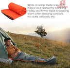 Fleece Sleeping Bag Liner, Cold Weather Blanket, 75 x 31 In, Lined Sack Sleep Travel Sheets with Zipper, Thermal Warmth Pad Lightweight Thin Down Insert Bags for Adults Camping Winter Unisex (Orange)