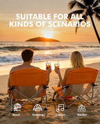 AKSOUL Folding Beach Chair for Adults: Low/High Back Chairs with Carry Bag - Extra Wide Seat Chair with Comfortable Pillow & Storage Pocket (1 Pack & 2 Pack, Blue)