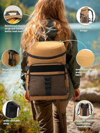 JOYHILL Backpack Cooler, Cooler Backpack 36 Cans/25 L Tactical Insulated Soft Cooler Bag Large Capacity Leakproof Cooler for Men Women, Travel Backpack for Camping Hiking Picnic Beach