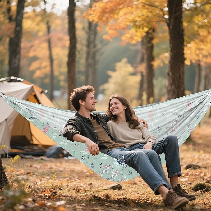 Skiing Sage Green Camping Hammocks with Tree Straps Fabric Hammock for Outside Camping Essentials