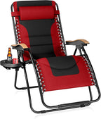 Sophia & William Oversized XXL Zero Gravity Chair, Padded Recliner Outdoor Gravity Chair with Free Cup Holder, Supports 400 LBS (Red)
