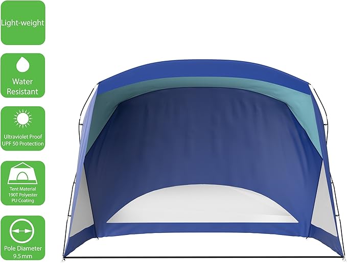 Beach Tent - Sun Shelter for Shade with UV Protection and Water-Resistant Coating for Sports Events and More with Carry Bag by Wakeman Outdoors