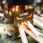 OneTigris Camping Backpacking Stove Portable Foldable Burning Wood Stove for Outdoor Hiking Picnic BBQ,Stainless Steel (Medium)