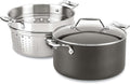 All-Clad Essentials Hard Anodized Nonstick Multi-Pot 7 Quart Oven Broiler Safe 500F Strainer, Pasta Strainer with Handle, Pots and Pans Black