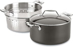 All-Clad Essentials Hard Anodized Nonstick Multi-Pot 7 Quart Oven Broiler Safe 500F Strainer, Pasta Strainer with Handle, Pots and Pans Black
