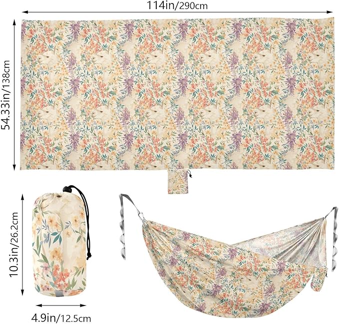 Flowers and Alpacas Hammocks for Camping with Hanging Rope Indoor Hammock for Camping & Hiking Essential