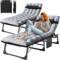 ABORON Patio Lounge Chair, Folding Guest Bed Cot for Adults, 500LB Heavy-Duty Capacity, Portable Extra Bed with Comfort Mat, Quick Fold Design for Indoor Guest Stays & Temporary Use
