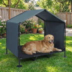 Outdoor Dog House for Large Dogs, Raised Dog Bed with Removable Waterproof Shade Cover, Portable Pet Shelter for Camping, Patio & Yard