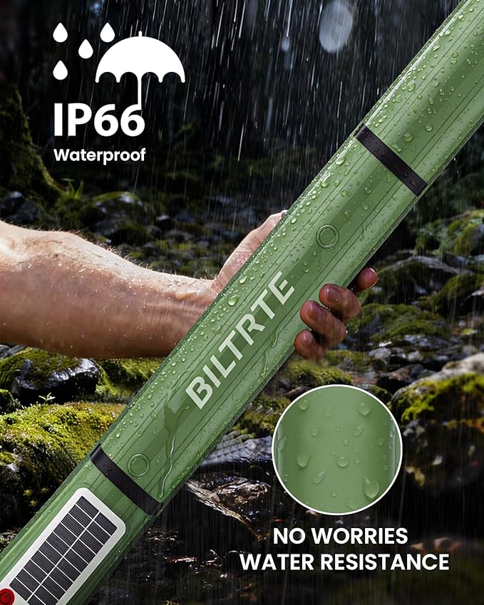 4000mAh Inflatable Solar Camping Lantern - 339 Lumens Ultra Bright 34” LED Light Tube & Power Bank, IP66 Waterproof USB-C Rechargeable Portable Tent Lamp for Hurricane, Power Outage, Survival Kits