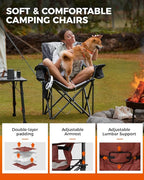 KingCamp Oversized Camping Folding Chair, Heavy Duty 450 LBS with Lumbar Support, Padded seat with Cup Holder&Cooler Bag, Ideal for Camp, Fishing, Sports Event, Backyard, Patio, Lawn