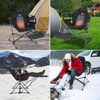 Nice C Heated Hammock Camping Chair with Footrest, Heated Camping Chair with Battery, Rocking Swing Chairs, Hammock Chairs with Stand, Heavy Duty (1, Heat Black W/Footrest)