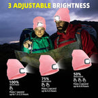 YMHB Unisex Beanie Hat with Light, USB Rechargeable LED Headlamp Hat Night Light Cap Christmas Stocking Stuffers Gifts for Men Dad Father Husband (Pink)