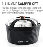 GSI Outdoors Glacier Stainless Camper 4 Person Packable Cookware & Dinnerware Set for Camping or Backpacking