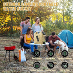 3.2 Gallon Water Jug,12L Portable Water Container with Spigot, Cleaning Brush, Detachable Hose & Extra Lid, Dual Handles Design, BPA-Free Camping Hydration Canteen, Outdoor Tank Storage PE - Khaki