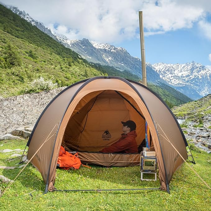 OneTigris Coco NEST Solo Hot Tent with Stove Jack, 3000mm Waterproof Windproof Free-Standing Dome Tent with Mesh Inner