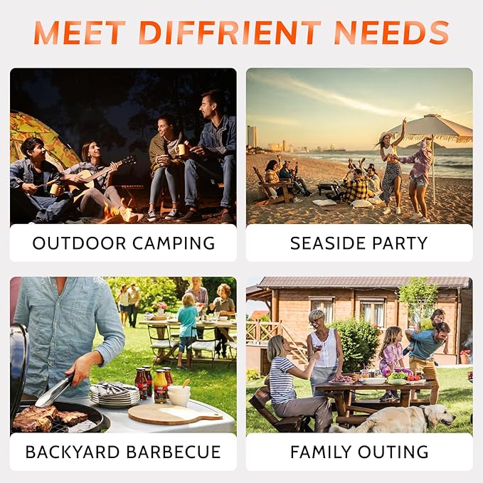 14-Inch Portable Barbecue Grill,Outdoor Small Grill with Dual Venting System and Warming Rack for Picnic, Camping, Backyard,Black